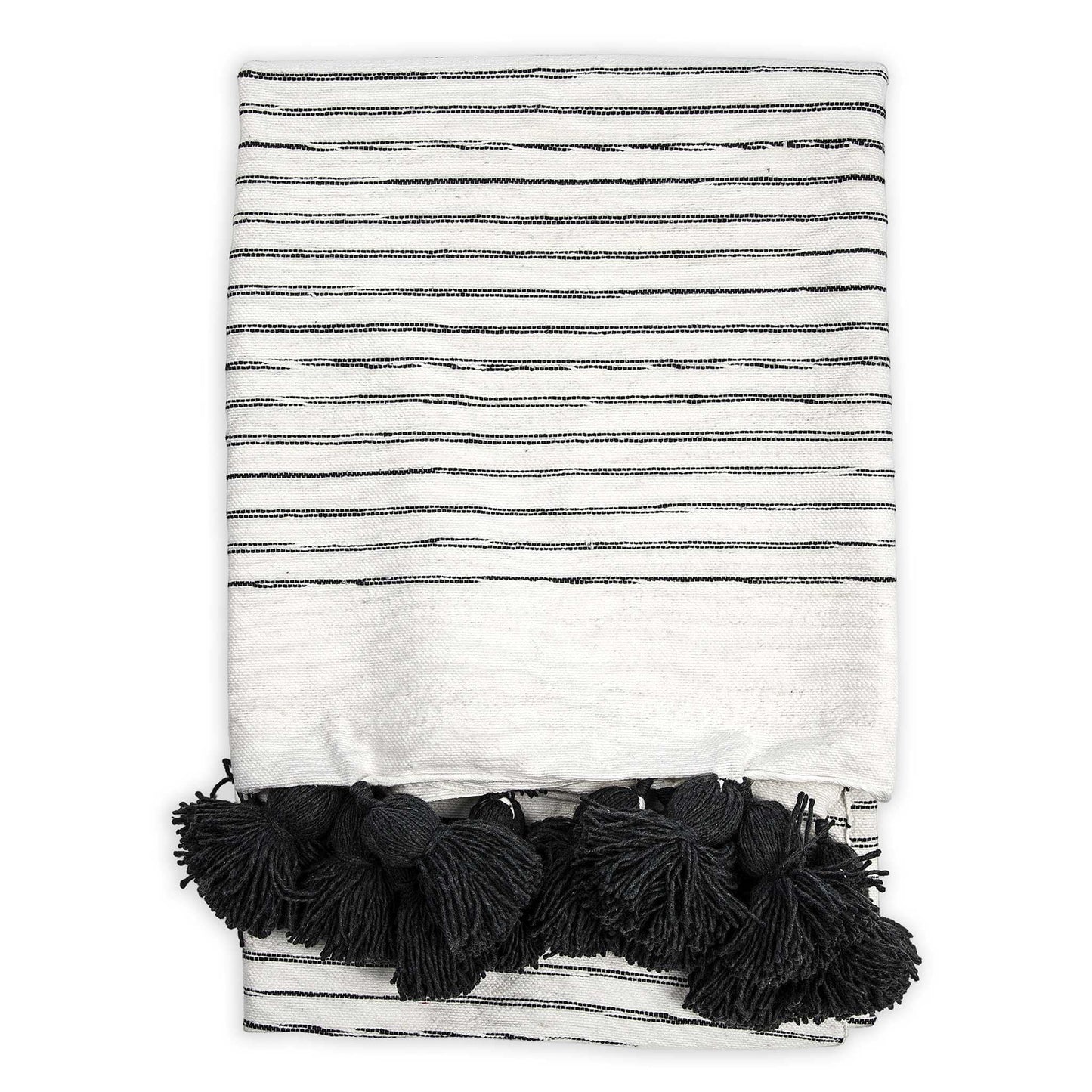 Moroccan Pom Pom Throw - Sketched Charcoal