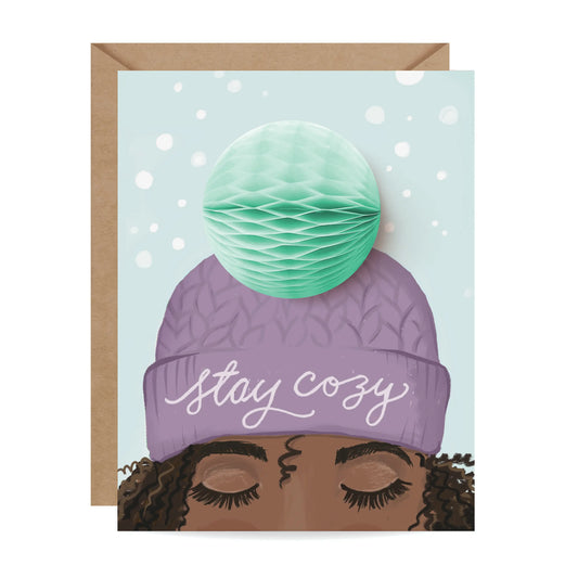 Purple Pom Pom Pop-up Holiday Card