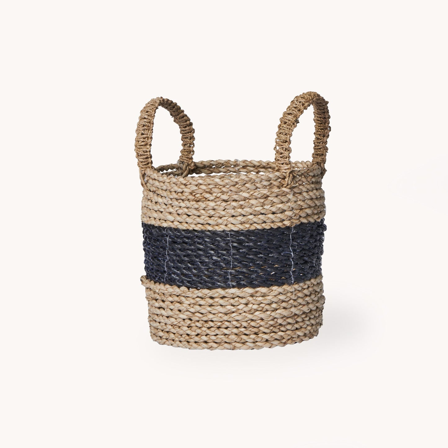 Set of 3 Handled Baskets - Black/Natural