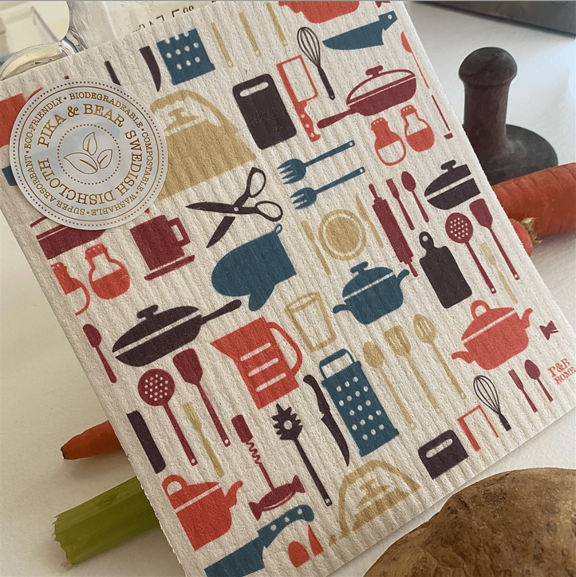 Soup Du Jour Midcentury Kitchen Accoutrements  Swedish Dishcloth