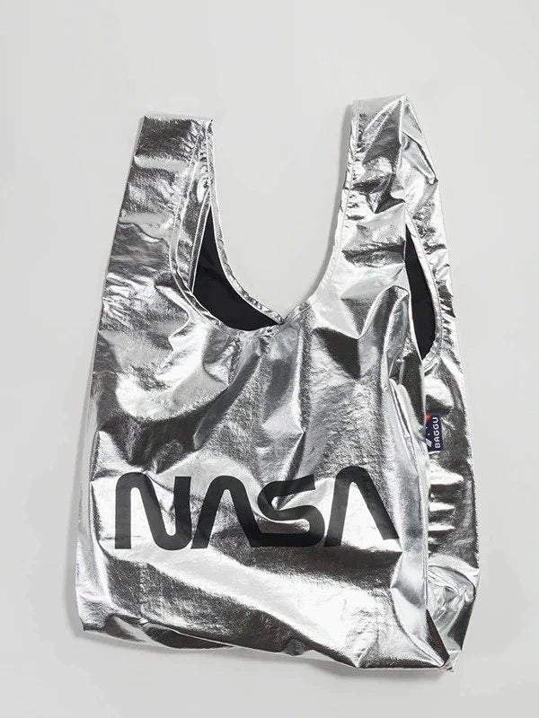 Standard Baggu Reusable Bag - NASA Space Logo Silver