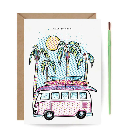 Surfer Van Paint With Water Card