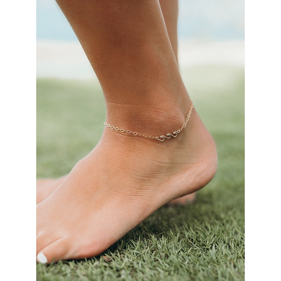 Triple Wave Chain Anklet in Gold