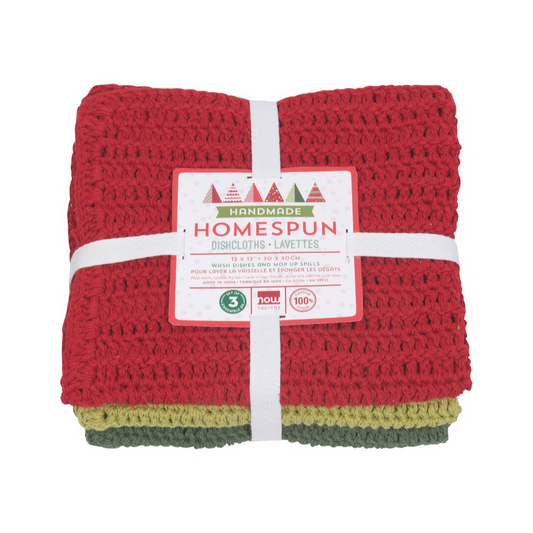 Homespun Dishcloths 3 Pack - Holiday