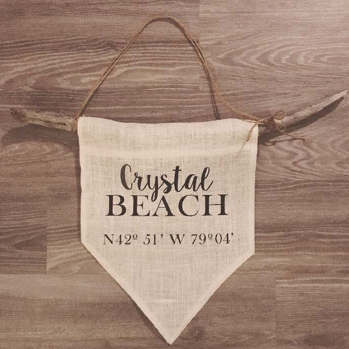 Crystal Beach Coordinates Canvas Wall Hanging