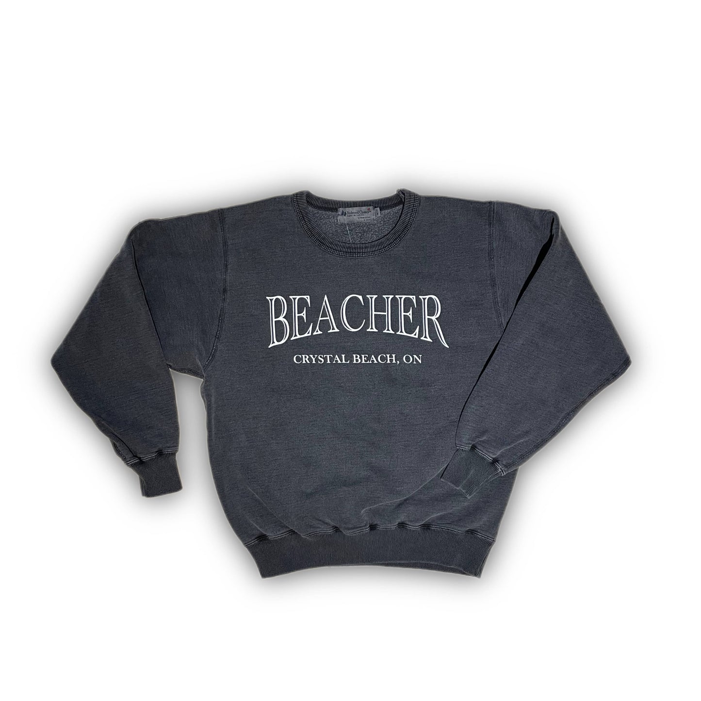 Washed Black Vintage Beacher - Cotton Fleece Crewneck