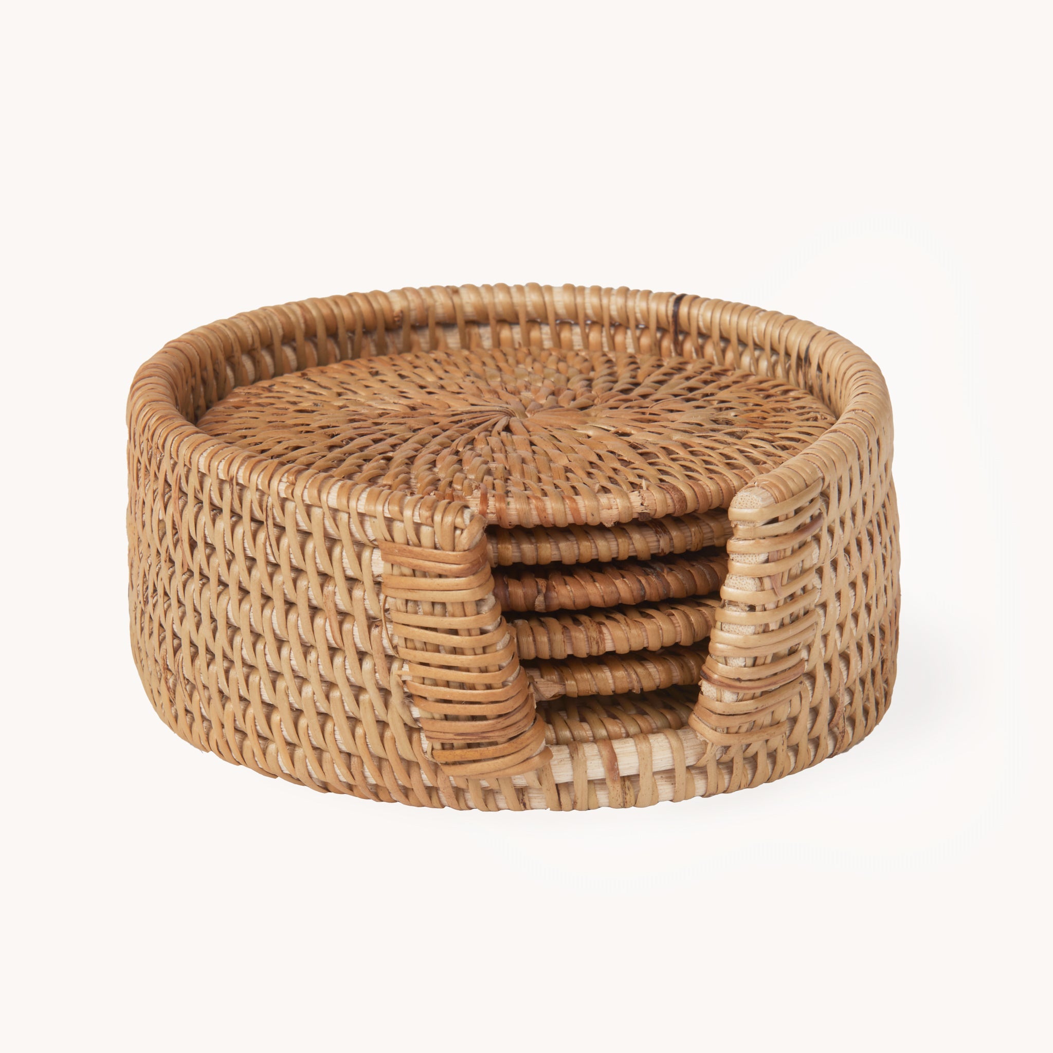 Rattan Coaster Set of 6 Natural Planks Canada