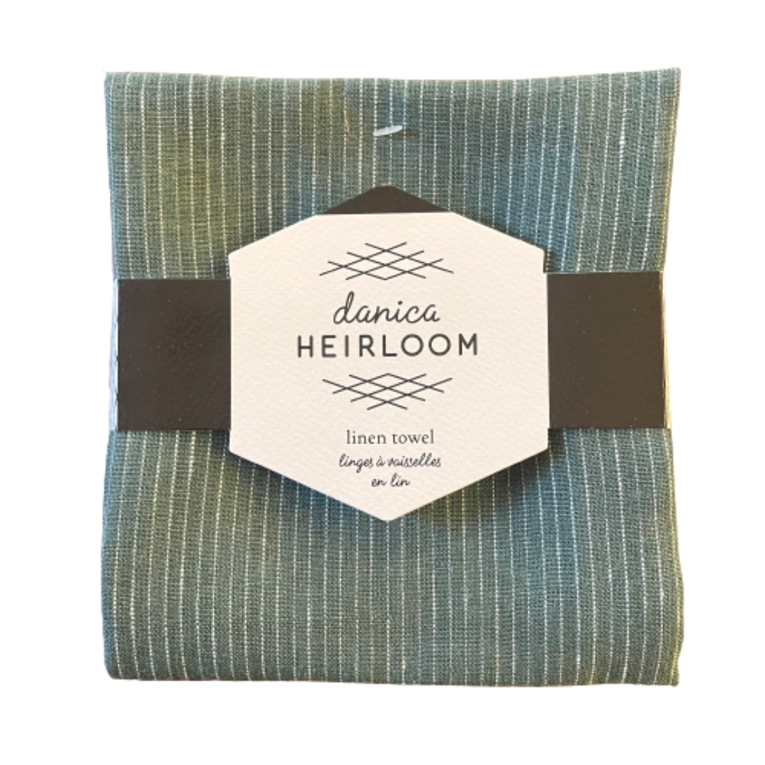 Linen Heirloom Tea Towel - Jade