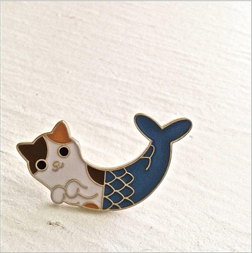 Purr-maid Cat Mermaid Lapel Pin