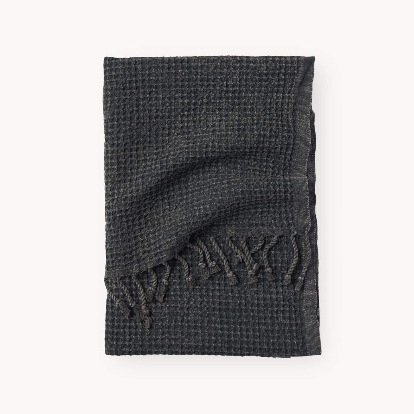 Stonewashed Waffle Hand Towel - Coal