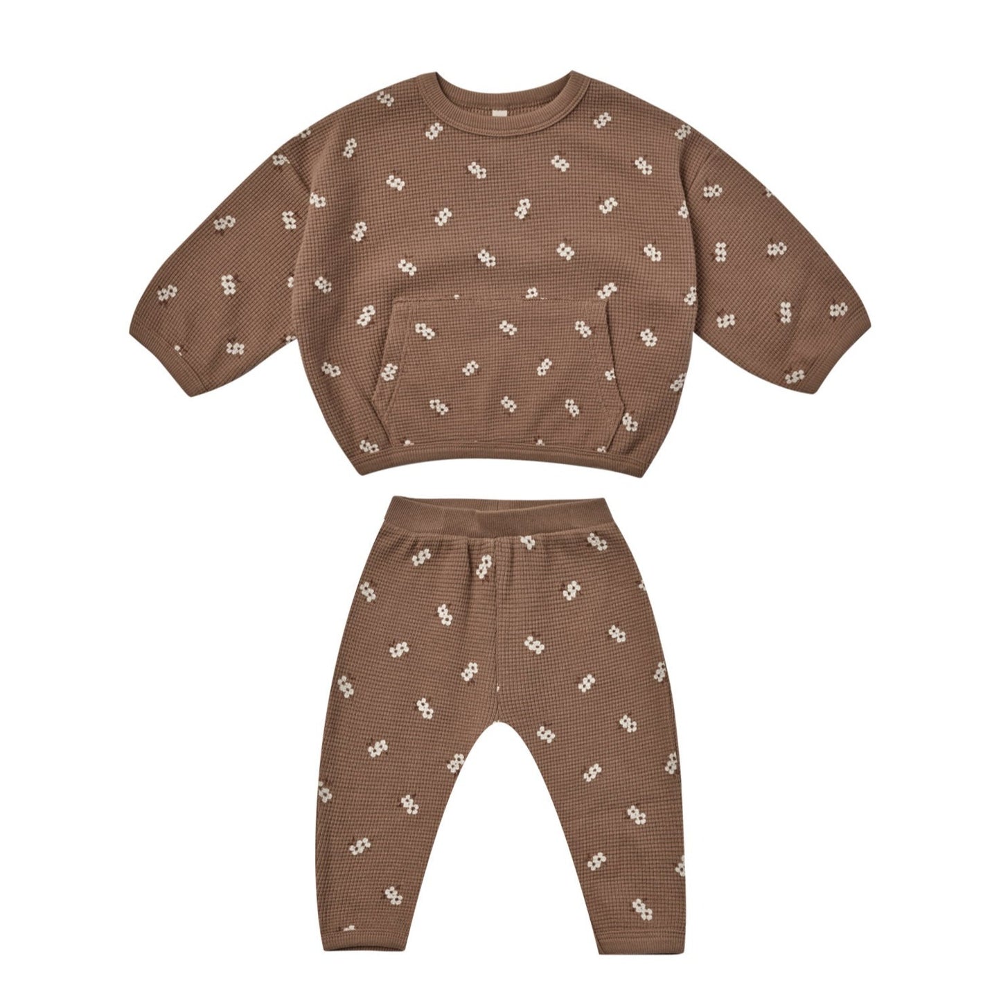 Waffle Top + Pant Set - Cocoa Floral